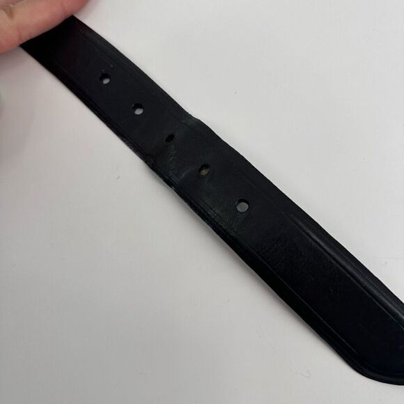 Fossil Mens Italian Full Grain Cowhide Silver Buckle Waist Belt Black Size 90/36 - Picture 5 of 12